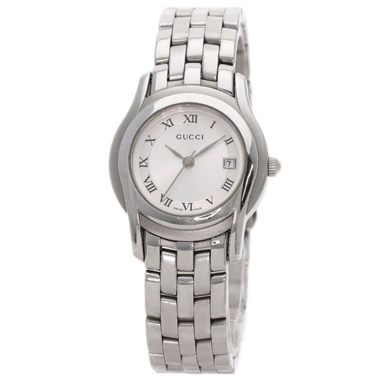 GUCCI Watches Quartz 5500L Stainless Steel , Stainless Steel Silver Round face Silver dial Women Used Authentic