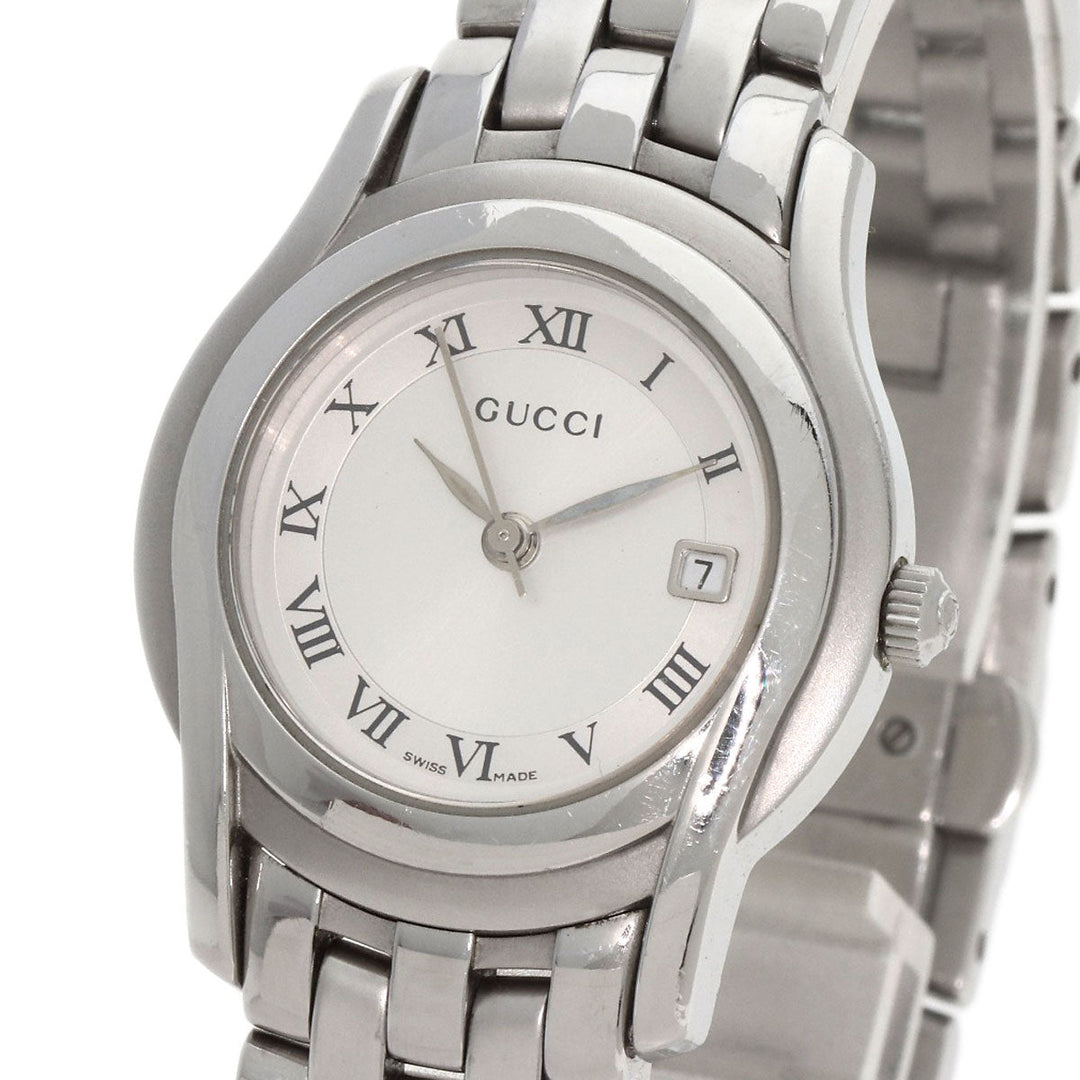 GUCCI Watches Quartz 5500L Stainless Steel , Stainless Steel Silver Round face Silver dial Women Used Authentic