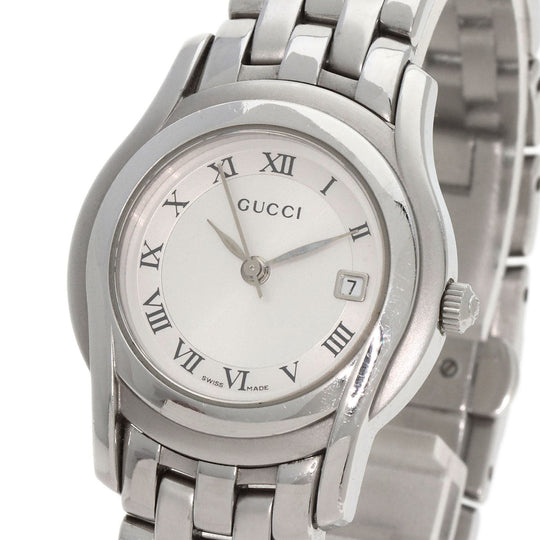 GUCCI Watches Quartz 5500L Stainless Steel , Stainless Steel Silver Round face Silver dial Women Used Authentic