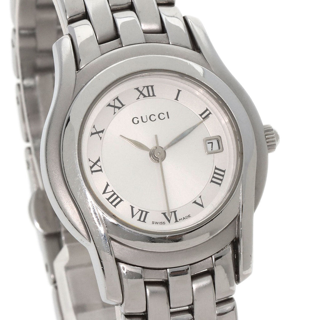 GUCCI Watches Quartz 5500L Stainless Steel , Stainless Steel Silver Round face Silver dial Women Used Authentic