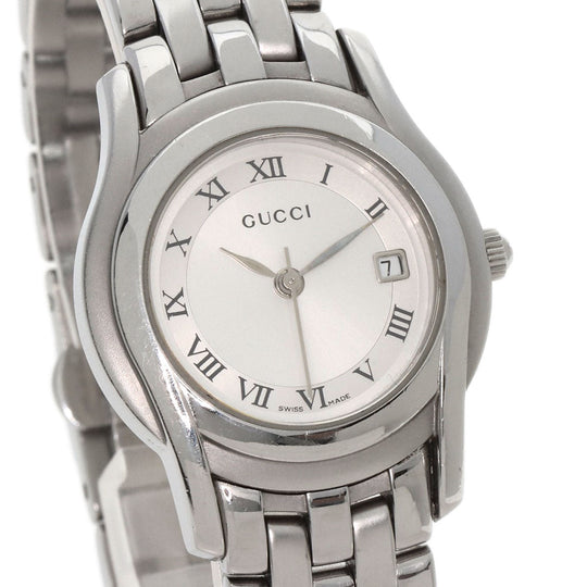 GUCCI Watches Quartz 5500L Stainless Steel , Stainless Steel Silver Round face Silver dial Women Used Authentic