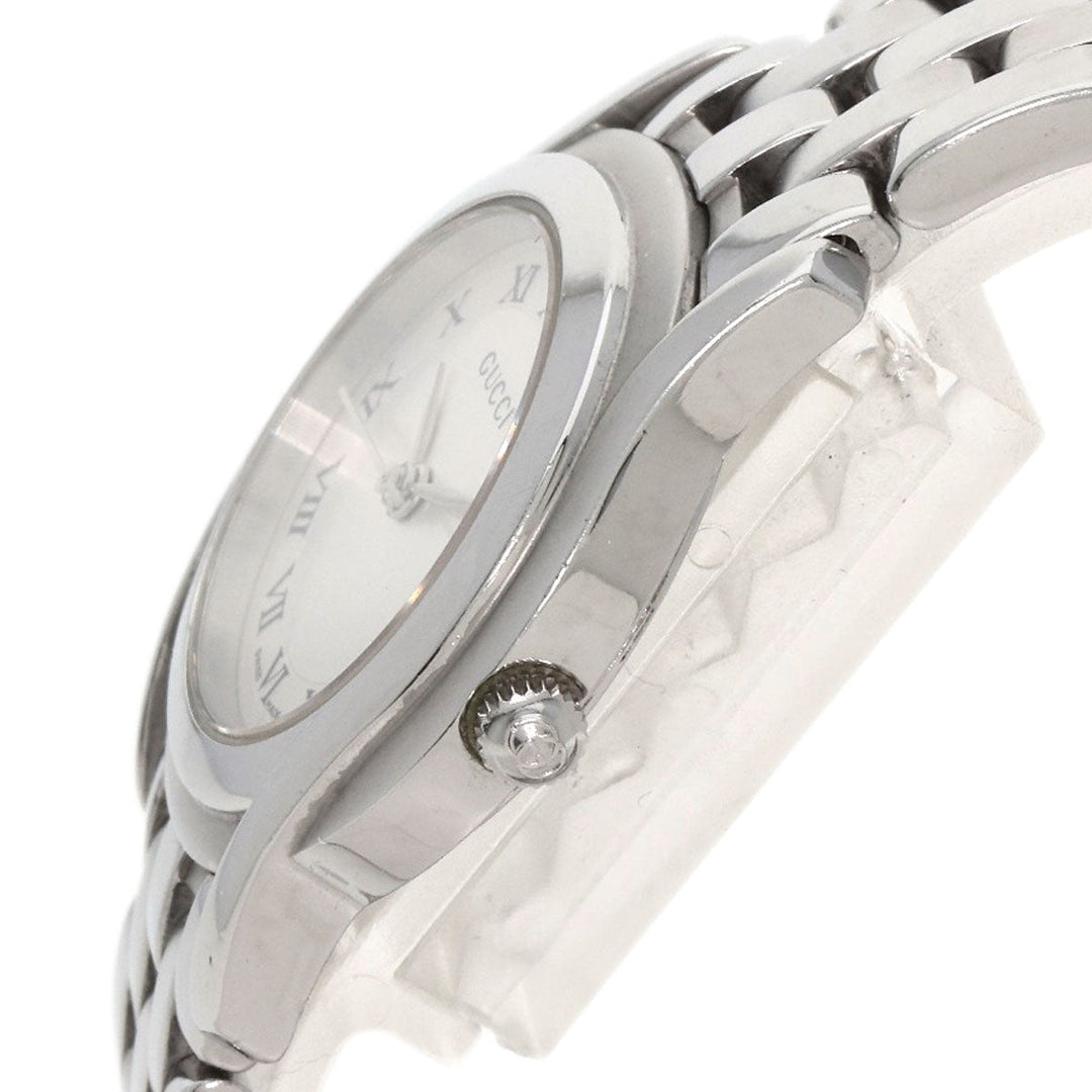 GUCCI Watches Quartz 5500L Stainless Steel , Stainless Steel Silver Round face Silver dial Women Used Authentic