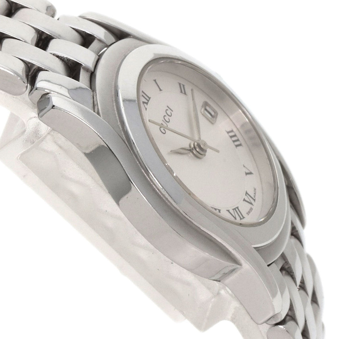 GUCCI Watches Quartz 5500L Stainless Steel , Stainless Steel Silver Round face Silver dial Women Used Authentic