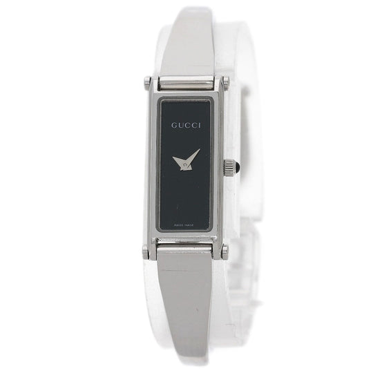 GUCCI Watches Quartz Stainless Steel , Stainless Steel Silver 1500L black dial Women Used Authentic
