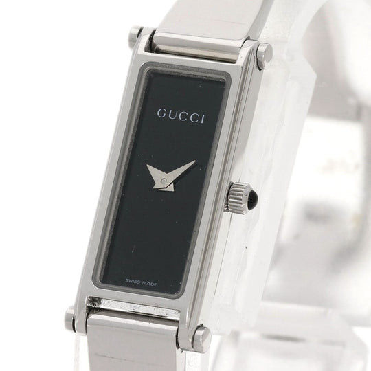 GUCCI Watches Quartz Stainless Steel , Stainless Steel Silver 1500L black dial Women Used Authentic