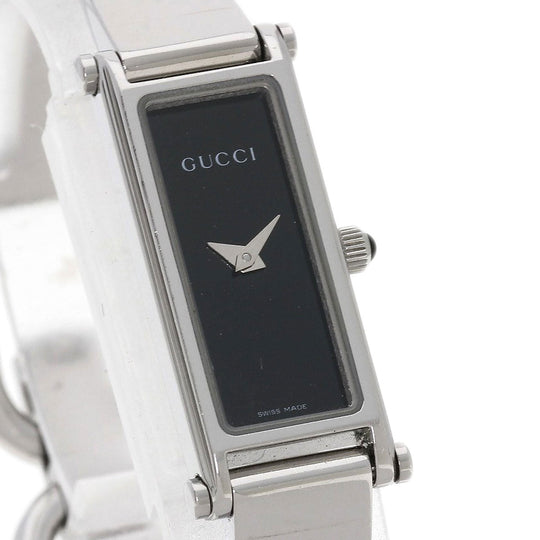 GUCCI Watches Quartz Stainless Steel , Stainless Steel Silver 1500L black dial Women Used Authentic