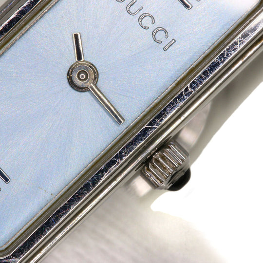 GUCCI Watches Quartz 1500L Stainless Steel , Stainless Steel Silver Square face blue dial Women Used Authentic