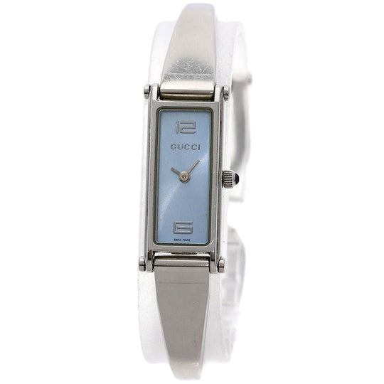 GUCCI Watches Quartz 1500L Stainless Steel , Stainless Steel Silver Square face blue dial Women Used Authentic