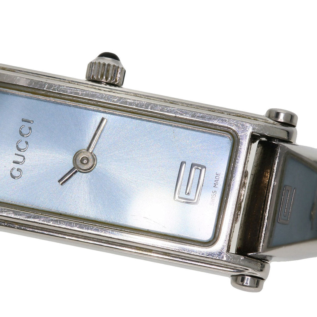 GUCCI Watches Quartz 1500L Stainless Steel , Stainless Steel Silver Square face blue dial Women Used Authentic