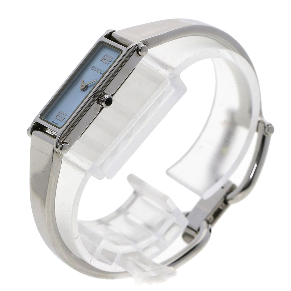 GUCCI Watches Quartz 1500L Stainless Steel , Stainless Steel Silver Square face blue dial Women Used Authentic