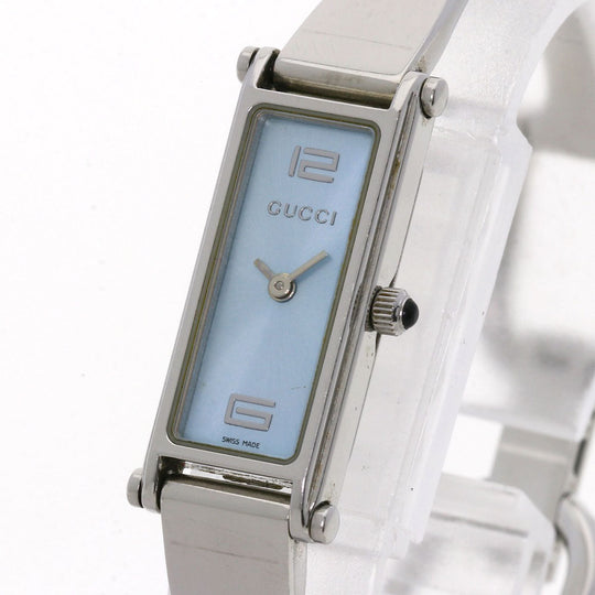 GUCCI Watches Quartz 1500L Stainless Steel , Stainless Steel Silver Square face blue dial Women Used Authentic