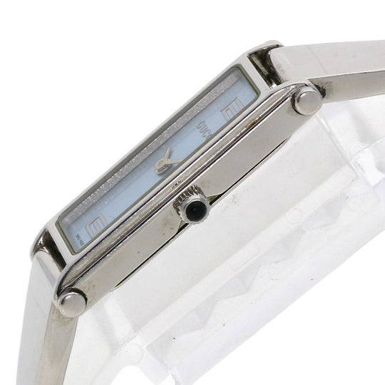 GUCCI Watches Quartz 1500L Stainless Steel , Stainless Steel Silver Square face blue dial Women Used Authentic