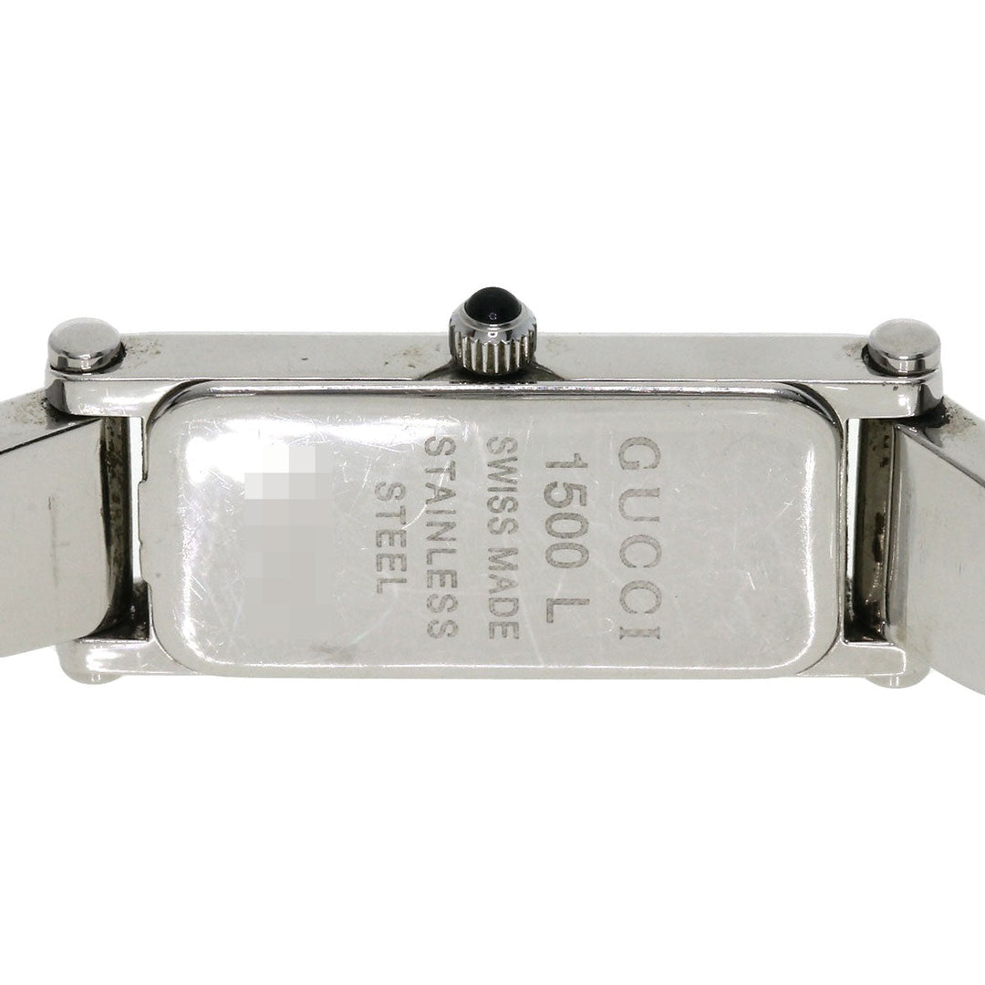 GUCCI Watches Quartz 1500L Stainless Steel , Stainless Steel Silver Square face blue dial Women Used Authentic