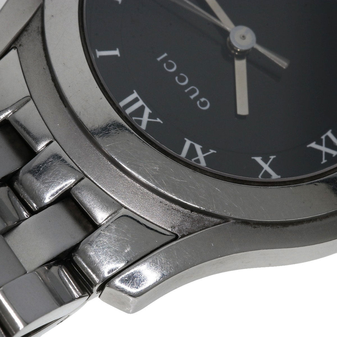 GUCCI Watches Quartz 5500M Stainless Steel , Stainless Steel Silver Round face black dial mens Used Authentic