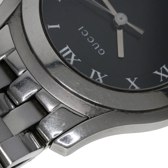 GUCCI Watches Quartz 5500M Stainless Steel , Stainless Steel Silver Round face black dial mens Used Authentic