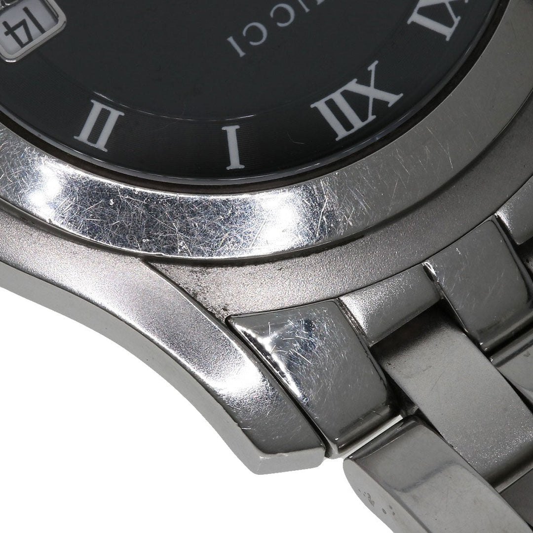 GUCCI Watches Quartz 5500M Stainless Steel , Stainless Steel Silver Round face black dial mens Used Authentic