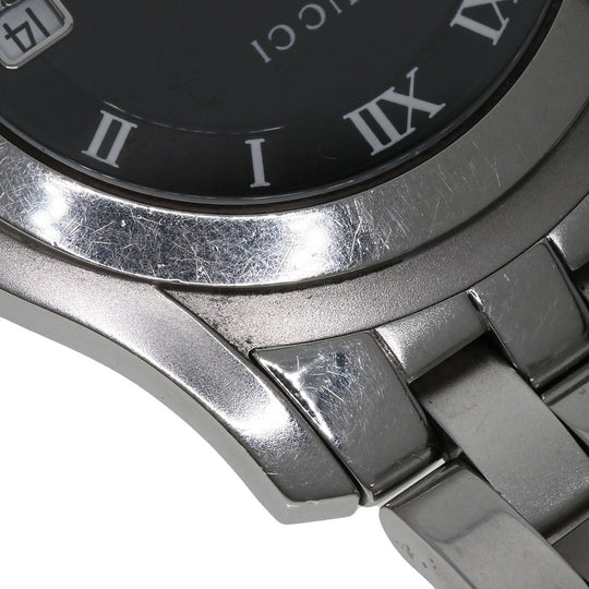 GUCCI Watches Quartz 5500M Stainless Steel , Stainless Steel Silver Round face black dial mens Used Authentic