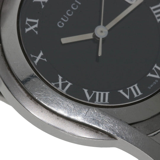 GUCCI Watches Quartz 5500M Stainless Steel , Stainless Steel Silver Round face black dial mens Used Authentic