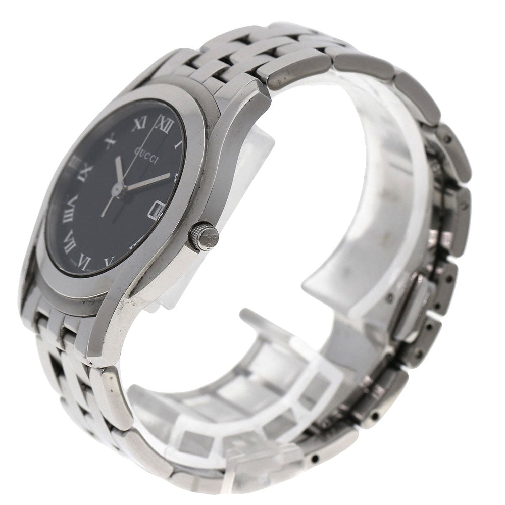 GUCCI Watches Quartz 5500M Stainless Steel , Stainless Steel Silver Round face black dial mens Used Authentic