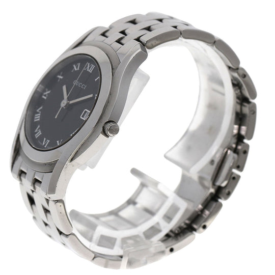 GUCCI Watches Quartz 5500M Stainless Steel , Stainless Steel Silver Round face black dial mens Used Authentic