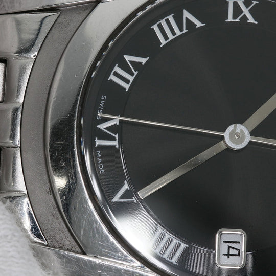 GUCCI Watches Quartz 5500M Stainless Steel , Stainless Steel Silver Round face black dial mens Used Authentic