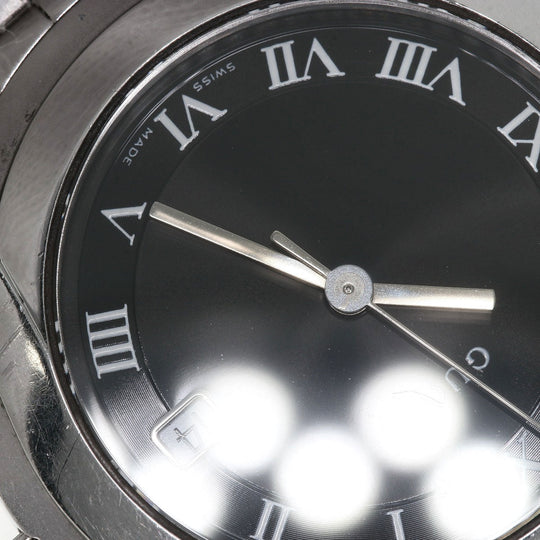 GUCCI Watches Quartz 5500M Stainless Steel , Stainless Steel Silver Round face black dial mens Used Authentic