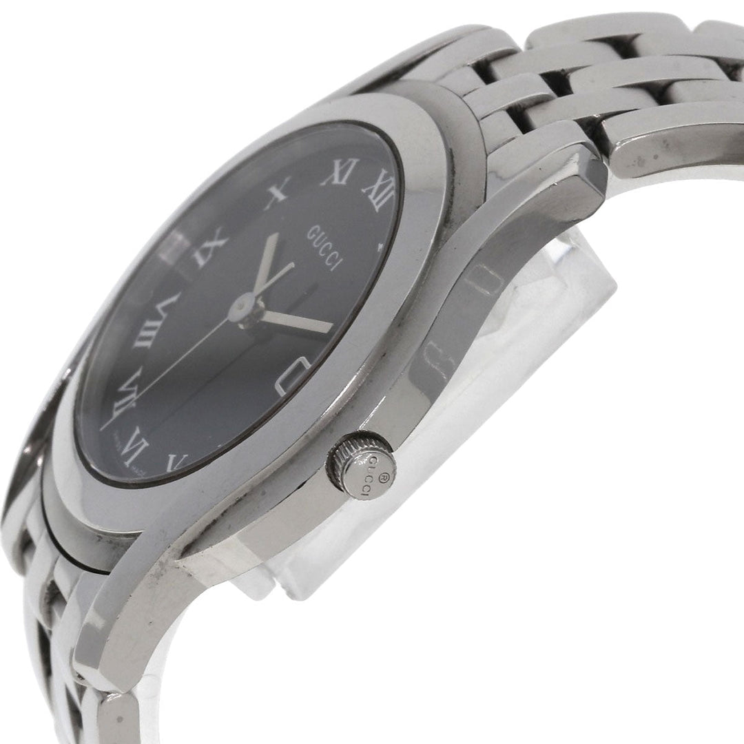 GUCCI Watches Quartz 5500M Stainless Steel , Stainless Steel Silver Round face black dial mens Used Authentic