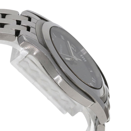 GUCCI Watches Quartz 5500M Stainless Steel , Stainless Steel Silver Round face black dial mens Used Authentic