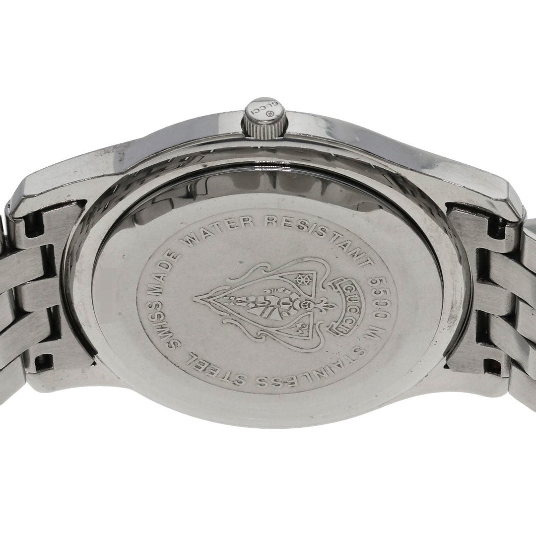 GUCCI Watches Quartz 5500M Stainless Steel , Stainless Steel Silver Round face black dial mens Used Authentic