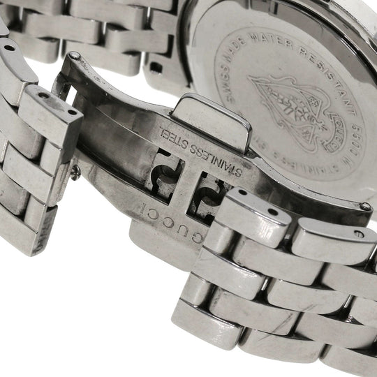GUCCI Watches Quartz 5500M Stainless Steel , Stainless Steel Silver Round face black dial mens Used Authentic