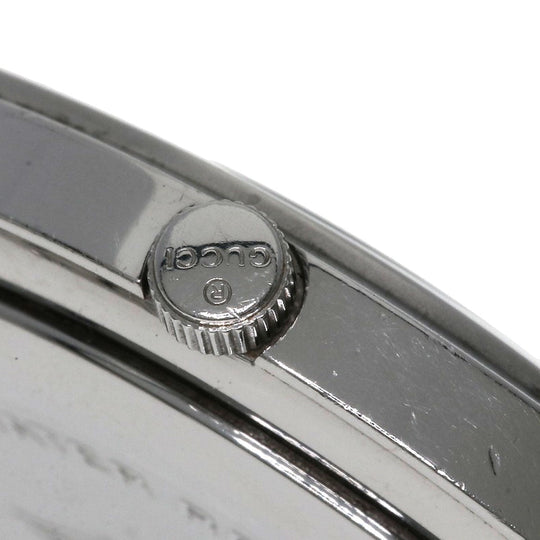 GUCCI Watches Quartz 5500M Stainless Steel , Stainless Steel Silver Round face black dial mens Used Authentic