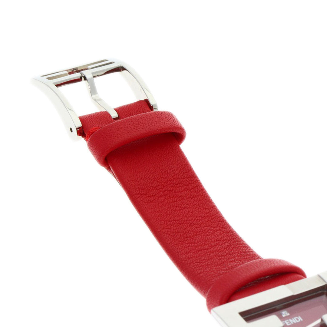 FENDI Watches Quartz F100101901 Stainless Steel, Leather Silver Fendi Mania Red dial Women Used Authentic