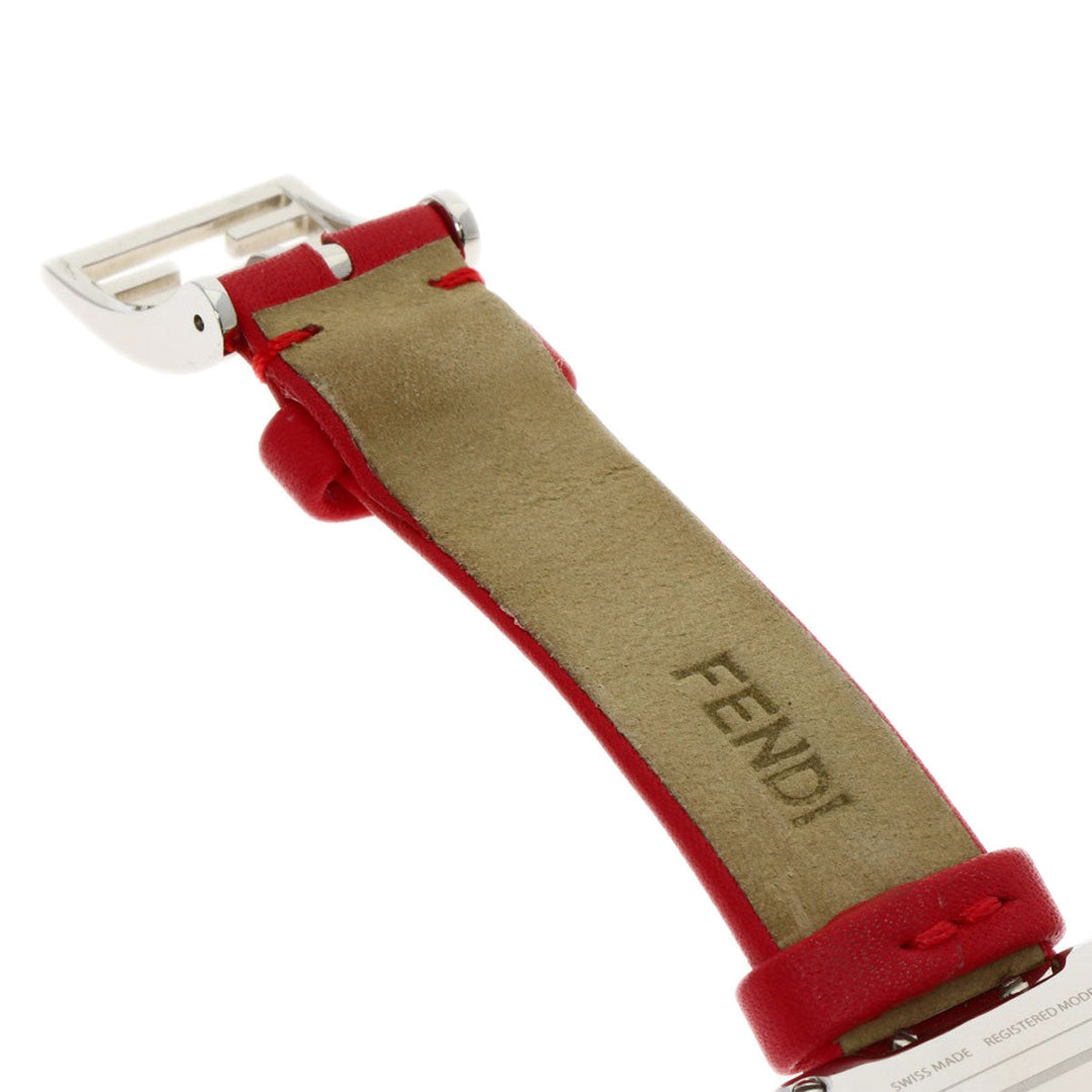 FENDI Watches Quartz F100101901 Stainless Steel, Leather Silver Fendi Mania Red dial Women Used Authentic