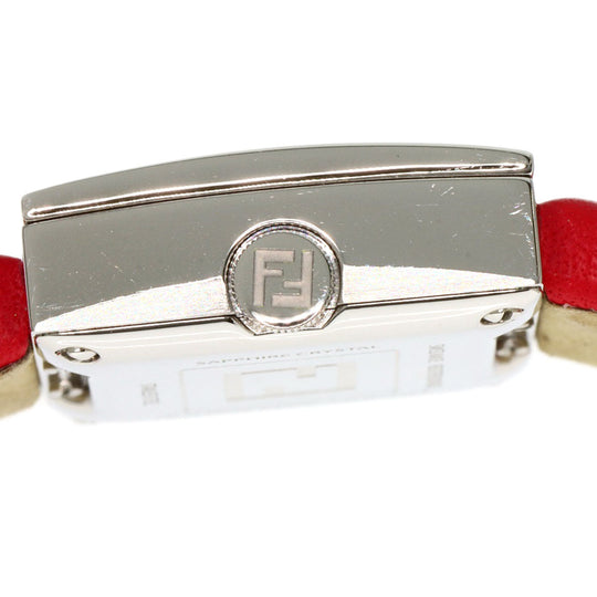 FENDI Watches Quartz F100101901 Stainless Steel, Leather Silver Fendi Mania Red dial Women Used Authentic
