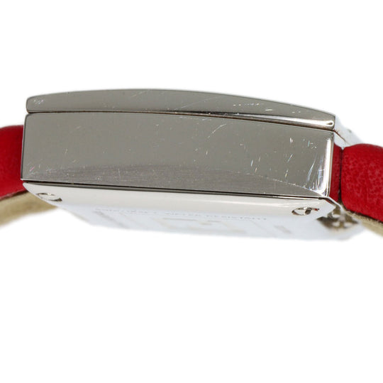 FENDI Watches Quartz F100101901 Stainless Steel, Leather Silver Fendi Mania Red dial Women Used Authentic