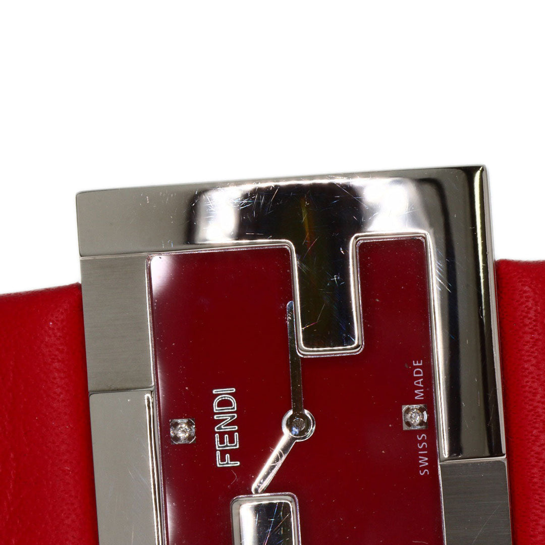 FENDI Watches Quartz F100101901 Stainless Steel, Leather Silver Fendi Mania Red dial Women Used Authentic