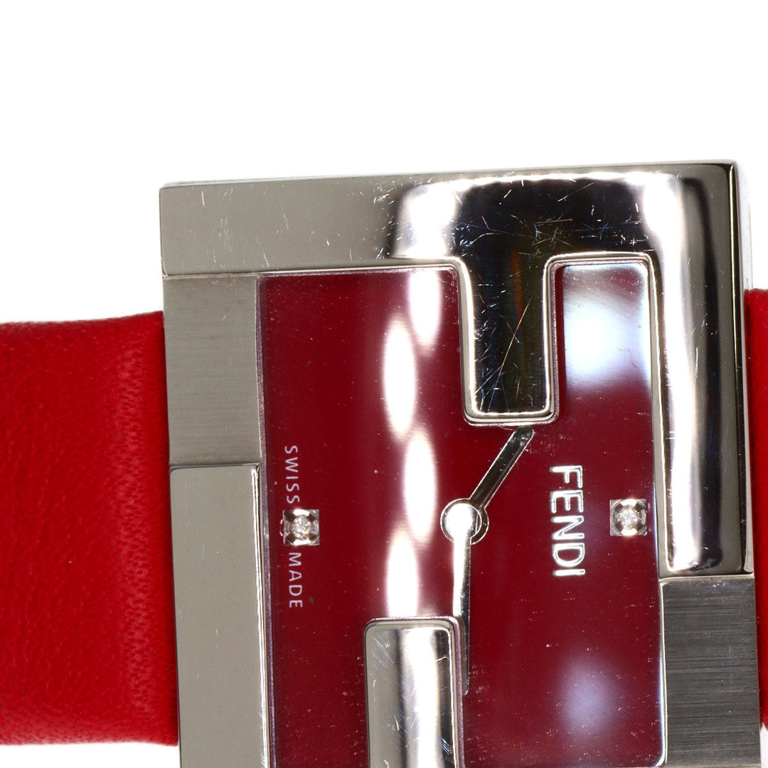 FENDI Watches Quartz F100101901 Stainless Steel, Leather Silver Fendi Mania Red dial Women Used Authentic