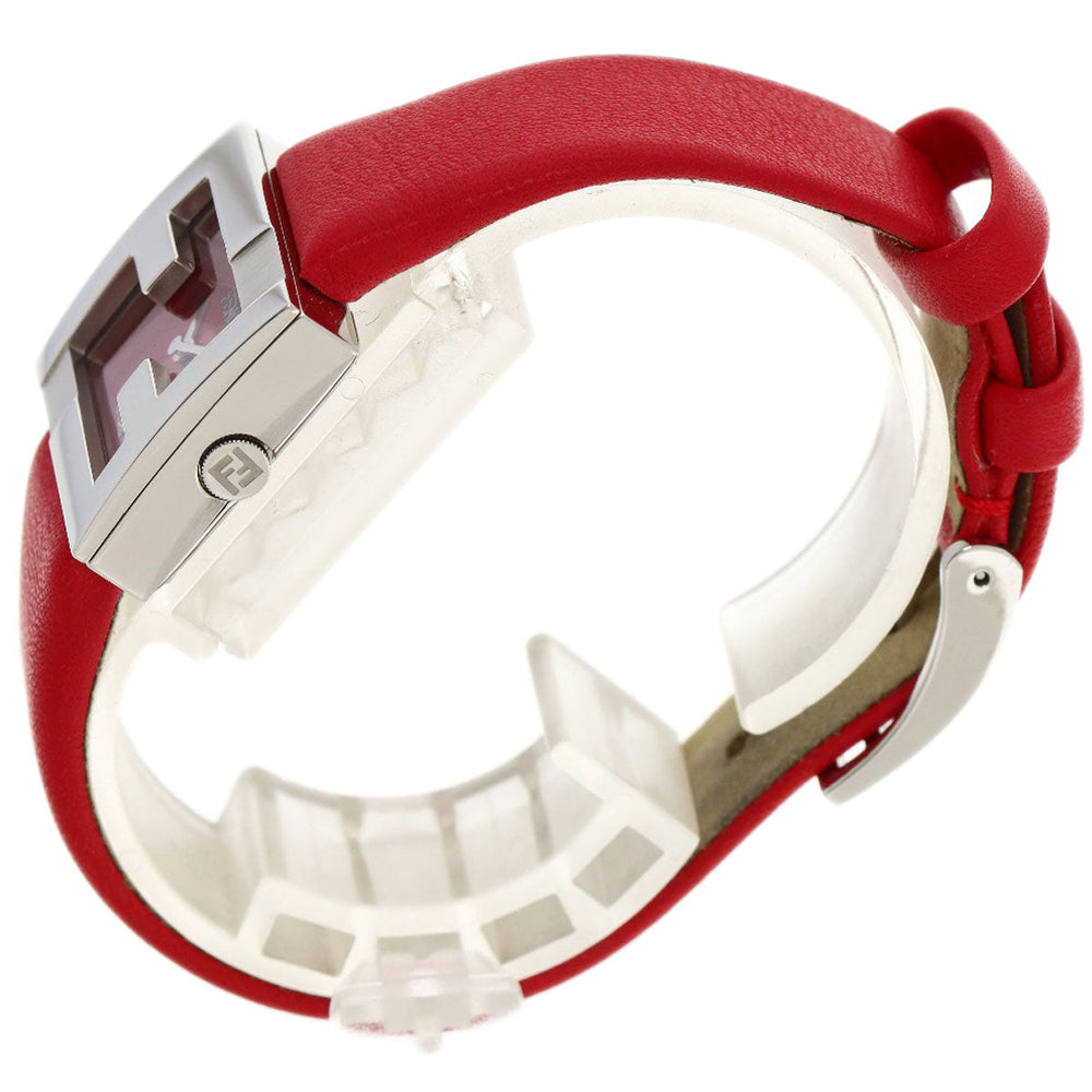 FENDI Watches Quartz F100101901 Stainless Steel, Leather Silver Fendi Mania Red dial Women Used Authentic