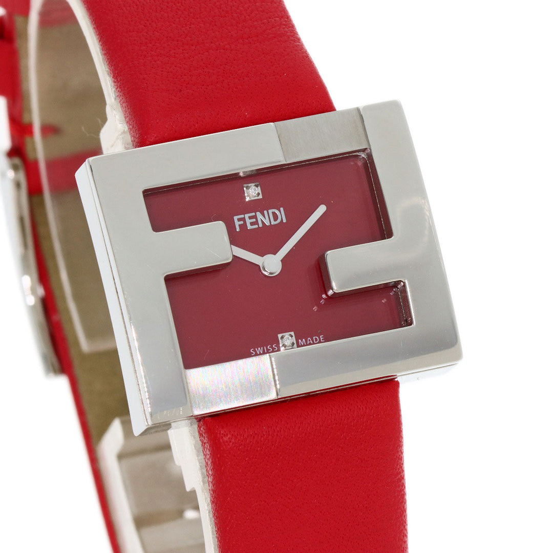 FENDI Watches Quartz F100101901 Stainless Steel, Leather Silver Fendi Mania Red dial Women Used Authentic