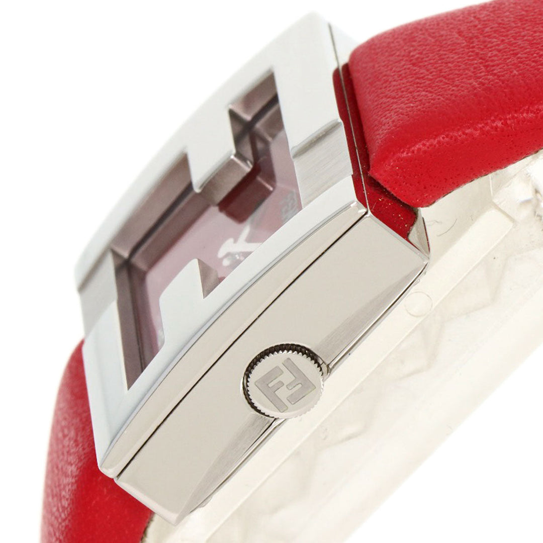 FENDI Watches Quartz F100101901 Stainless Steel, Leather Silver Fendi Mania Red dial Women Used Authentic