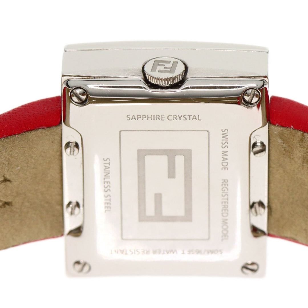 FENDI Watches Quartz F100101901 Stainless Steel, Leather Silver Fendi Mania Red dial Women Used Authentic