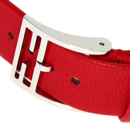 FENDI Watches Quartz F100101901 Stainless Steel, Leather Silver Fendi Mania Red dial Women Used Authentic