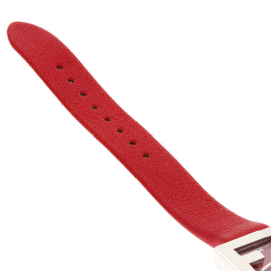 FENDI Watches Quartz F100101901 Stainless Steel, Leather Silver Fendi Mania Red dial Women Used Authentic