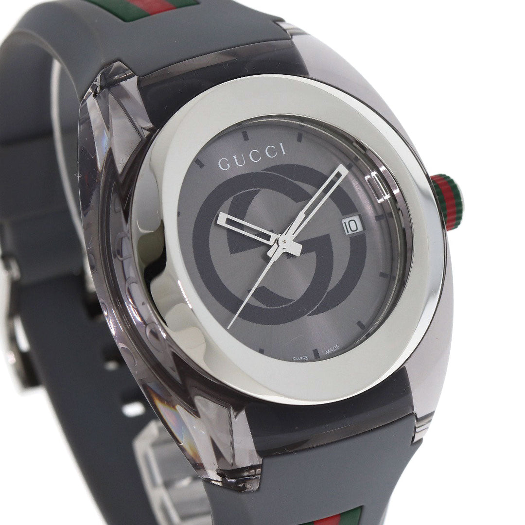 GUCCI Watches Quartz 137.1 Stainless Steel, Rubber Silver Sink sherry line Silver dial mens Used Authentic