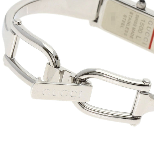 GUCCI Watches Quartz 1500L Stainless Steel , Stainless Steel Silver Square face Silver dial Women Used Authentic