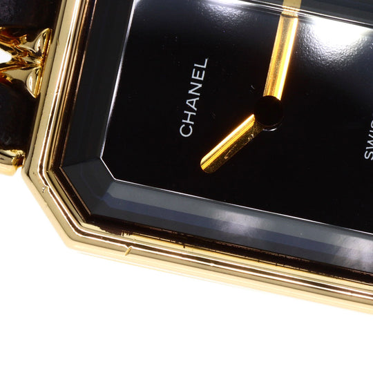 CHANEL Watches Quartz H0001 Gold Plated, GPx Leather gold Premiere M black dial Women Used Authentic
