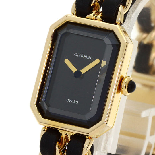 CHANEL Watches Quartz H0001 Gold Plated, GPx Leather gold Premiere M black dial Women Used Authentic