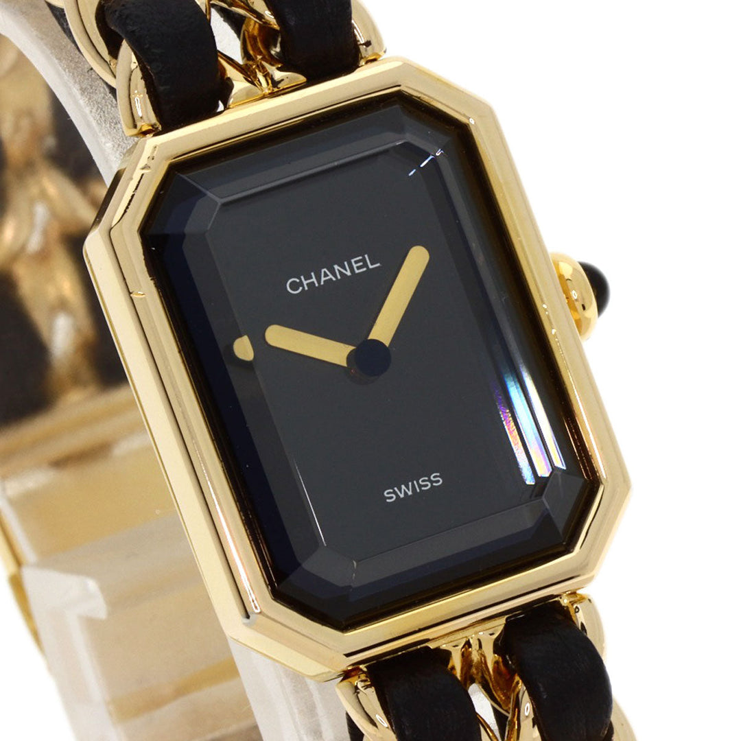 CHANEL Watches Quartz H0001 Gold Plated, GPx Leather gold Premiere M black dial Women Used Authentic
