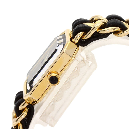 CHANEL Watches Quartz H0001 Gold Plated, GPx Leather gold Premiere M black dial Women Used Authentic