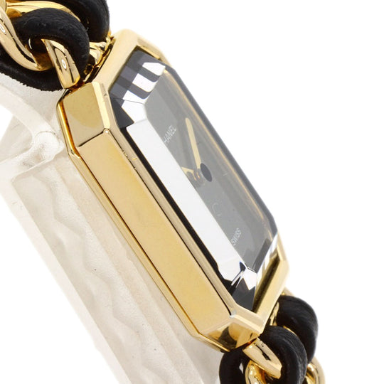 CHANEL Watches Quartz H0001 Gold Plated, GPx Leather gold Premiere M black dial Women Used Authentic
